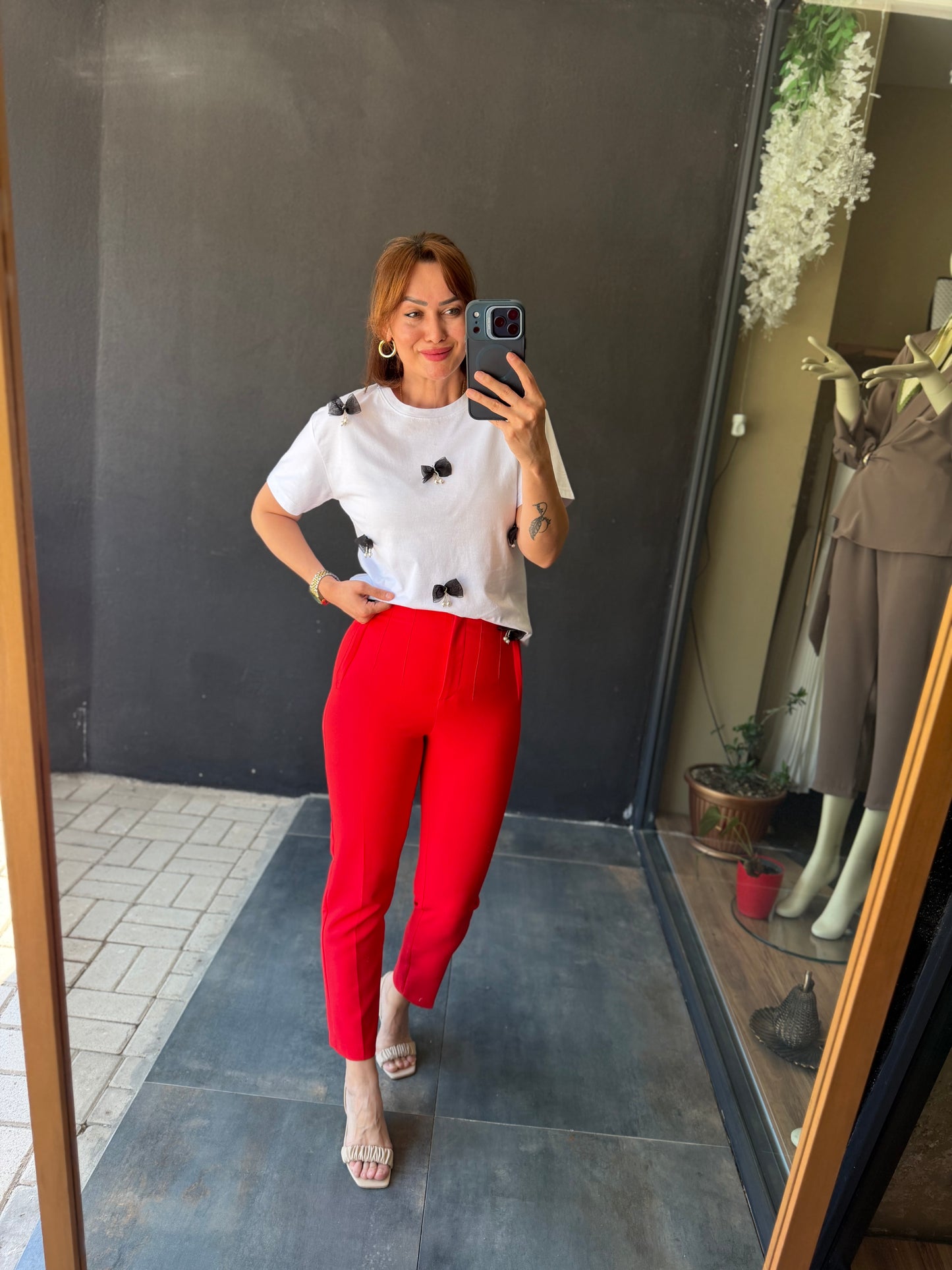 Kırmızı Flato Pantolon /Tshirt Takım