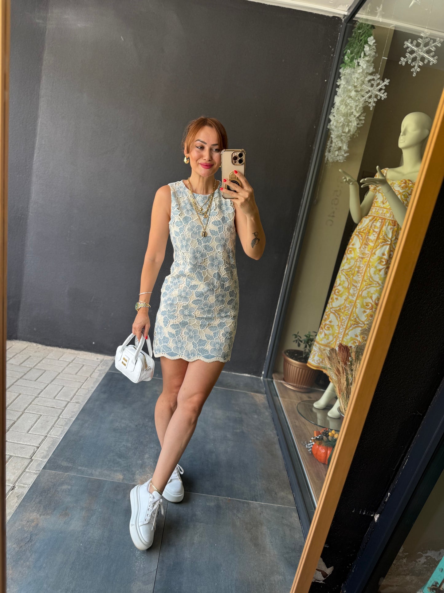 Whisk Mavi Güpür Elbise