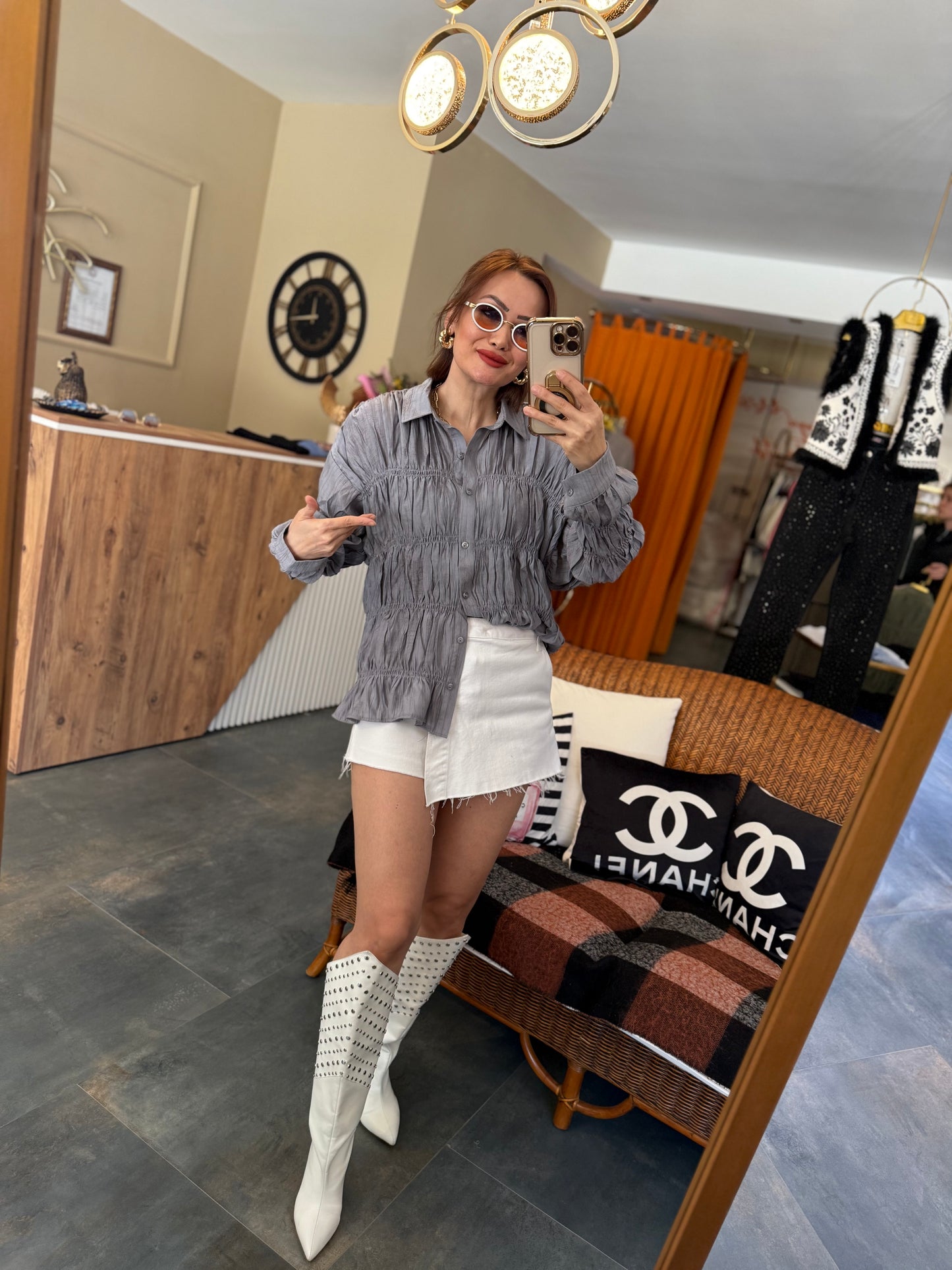 Massi Gri Bürümcük Gömlek