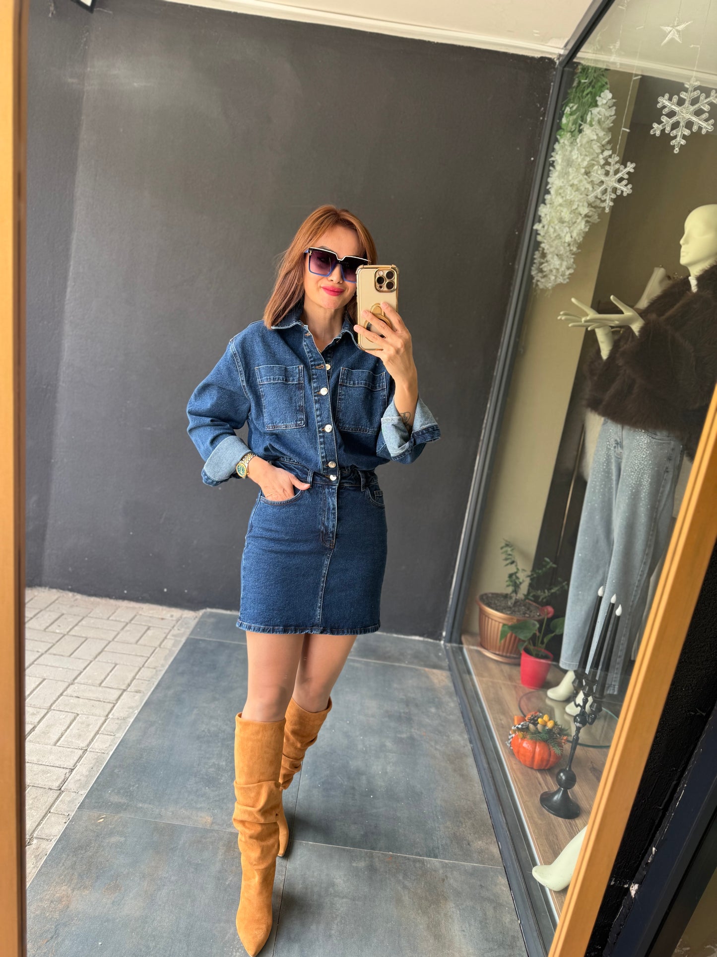 Xlove Mavi Toparlayıcı Kot Elbise