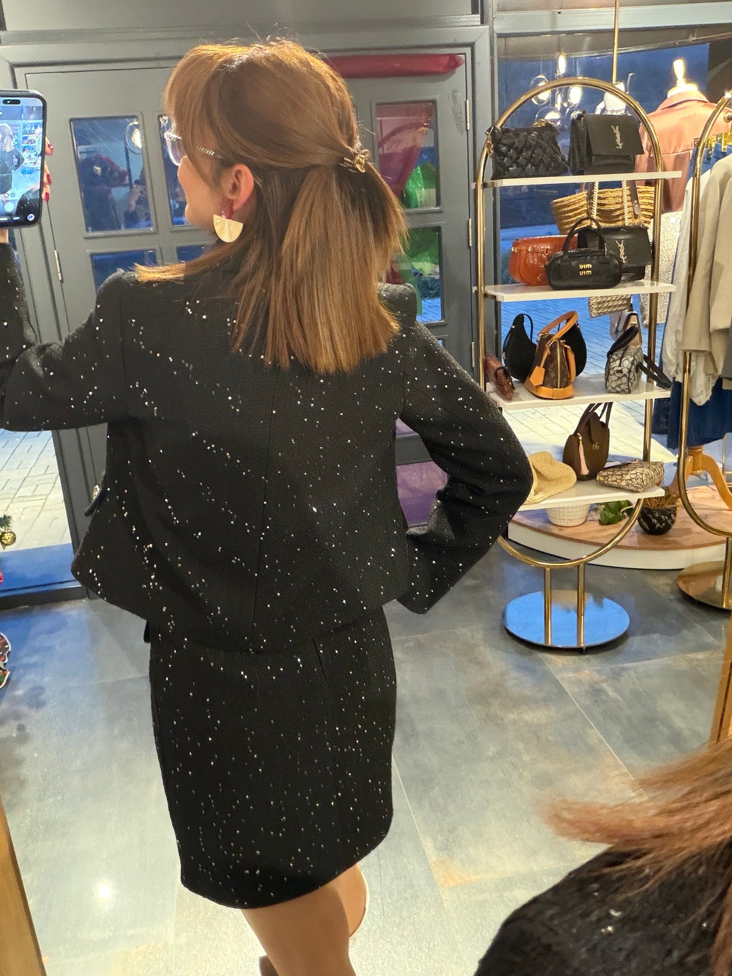 Ahel Siyah Tuvid Etek & Ceket Takım