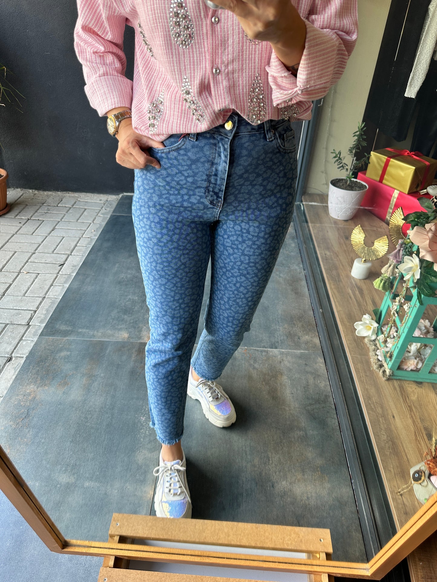 Xlove Mavi Damalı Jean