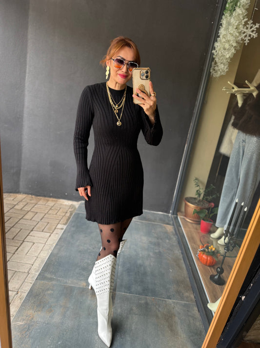 Silva Siyah Triko Elbise