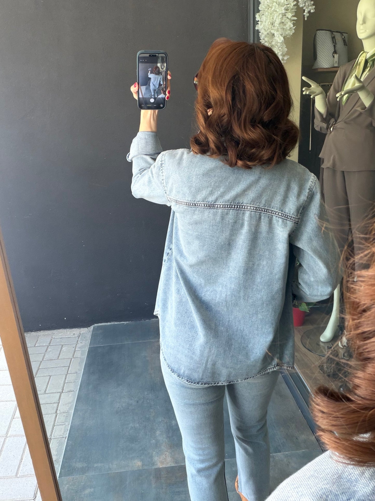 Melany Buz Mavisi Jean Gömlek