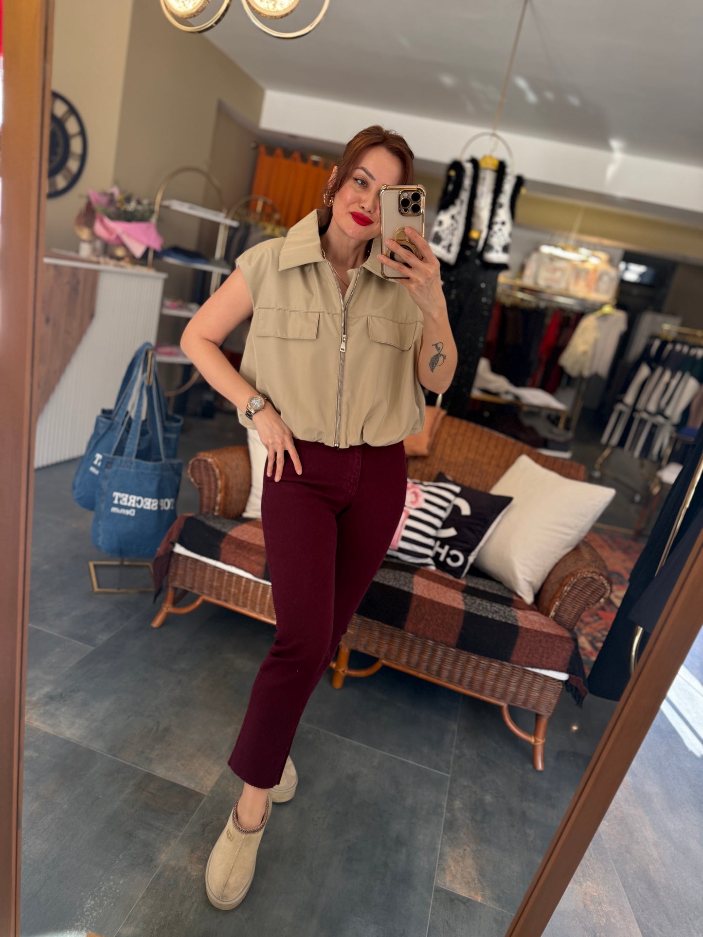 Xlove Bordo Jean Pantolon