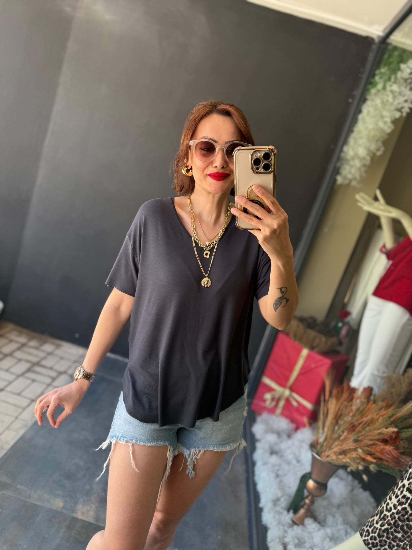 The Secret Antrasit Yuvarlak Yaka Basic