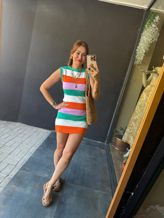 Beylis Elit Triko Çizgili Elbise