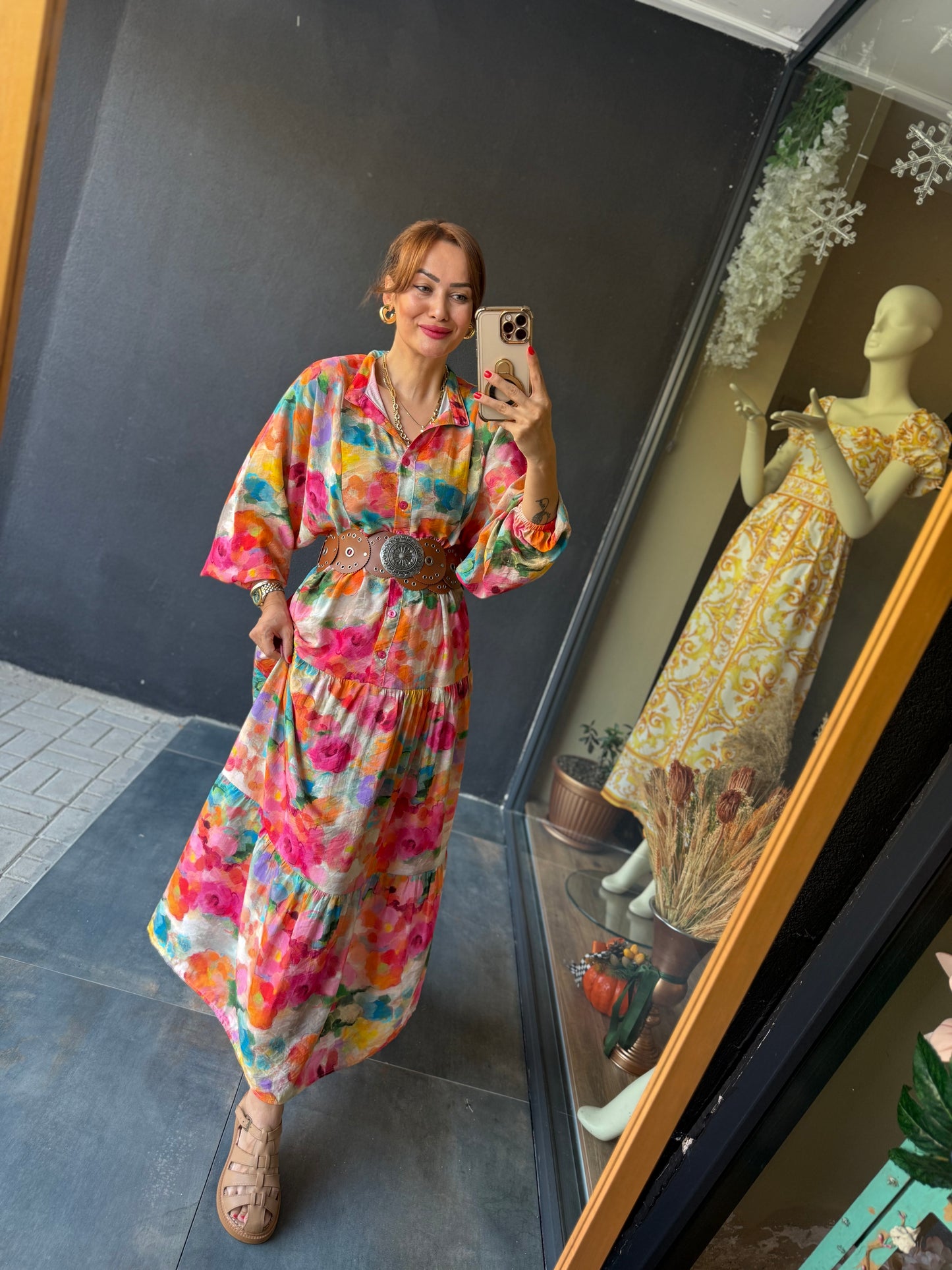 Naryn Renkli Tensel Elbise