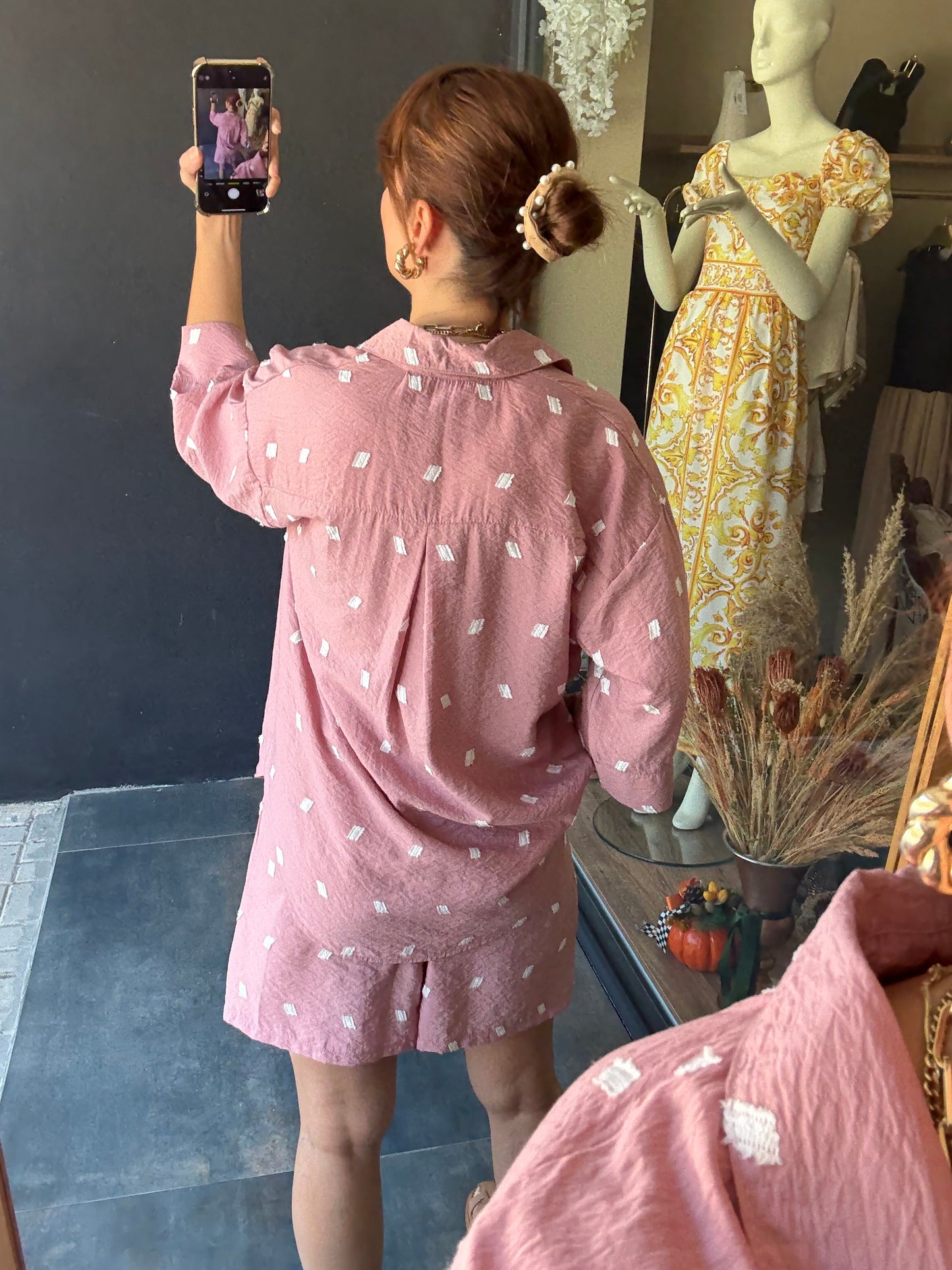 Astra Pembe Şort & Gömlek Takım