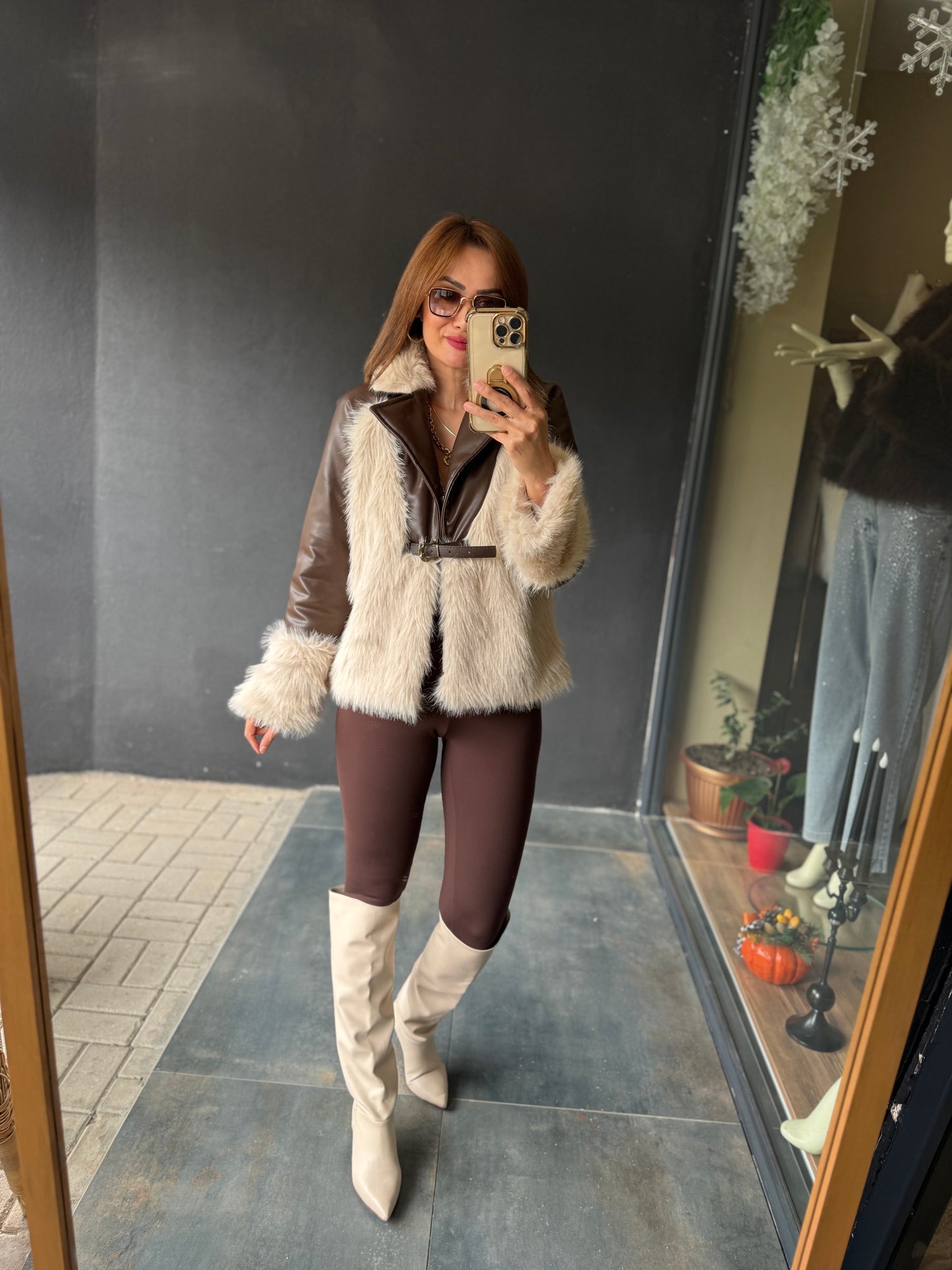 Deer Kahve Deri & Kürk Ceket