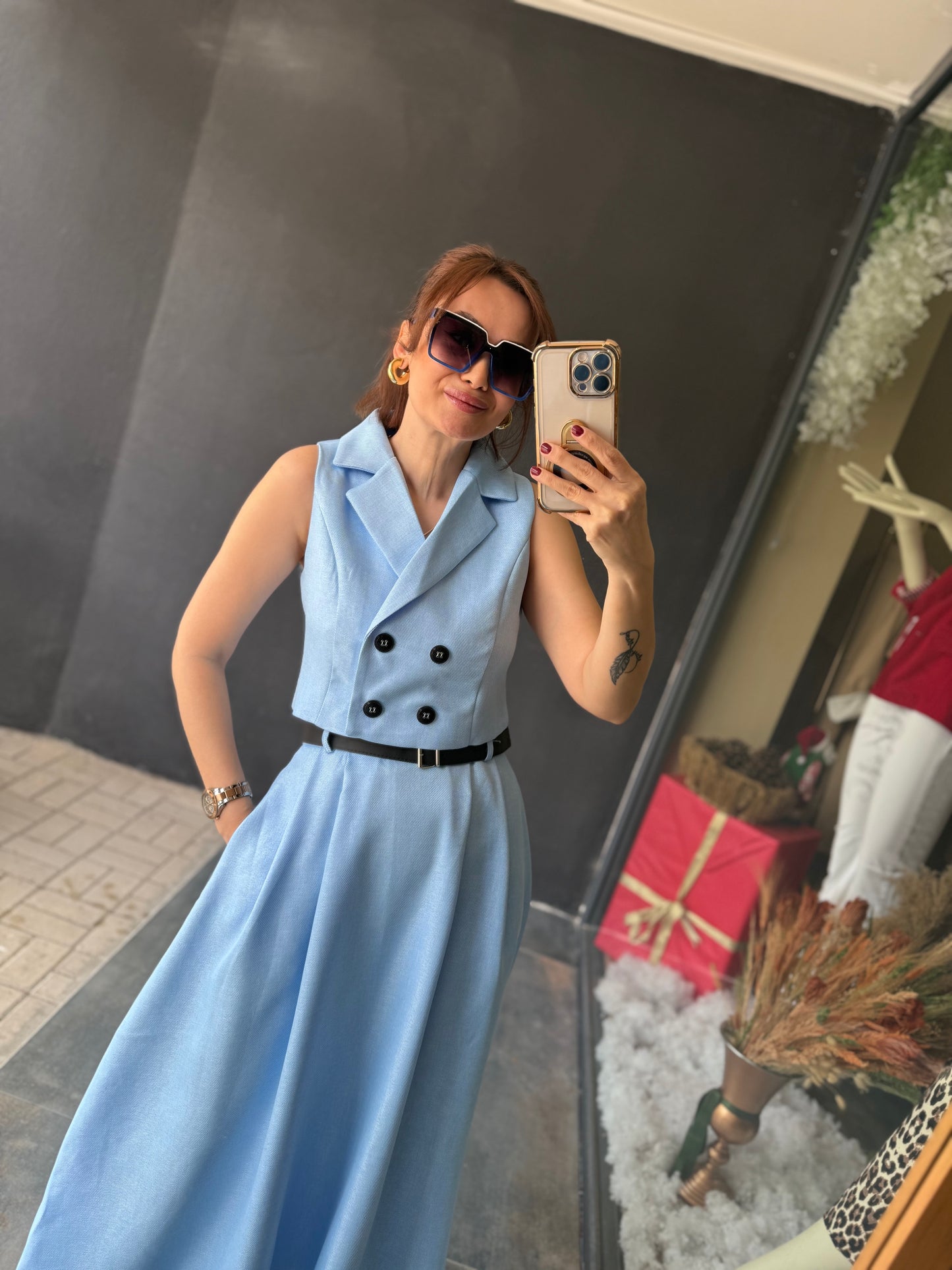 Ritane Mavi Yelek & Etek Takım