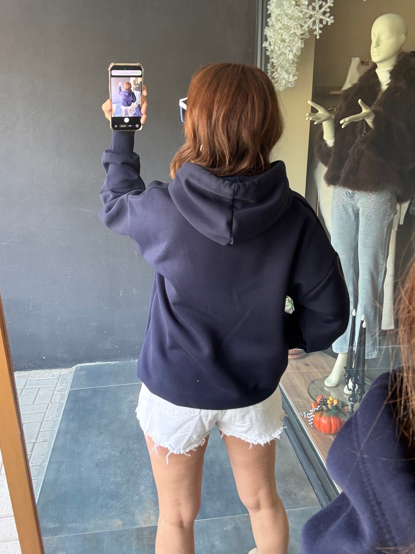 Muvy Lacivert Kabartmalı Sweatshirt