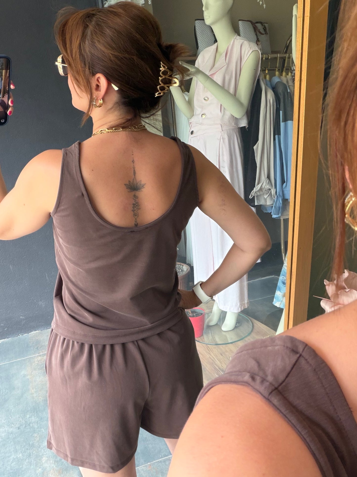 Kahve Aura Modal Şort Takım