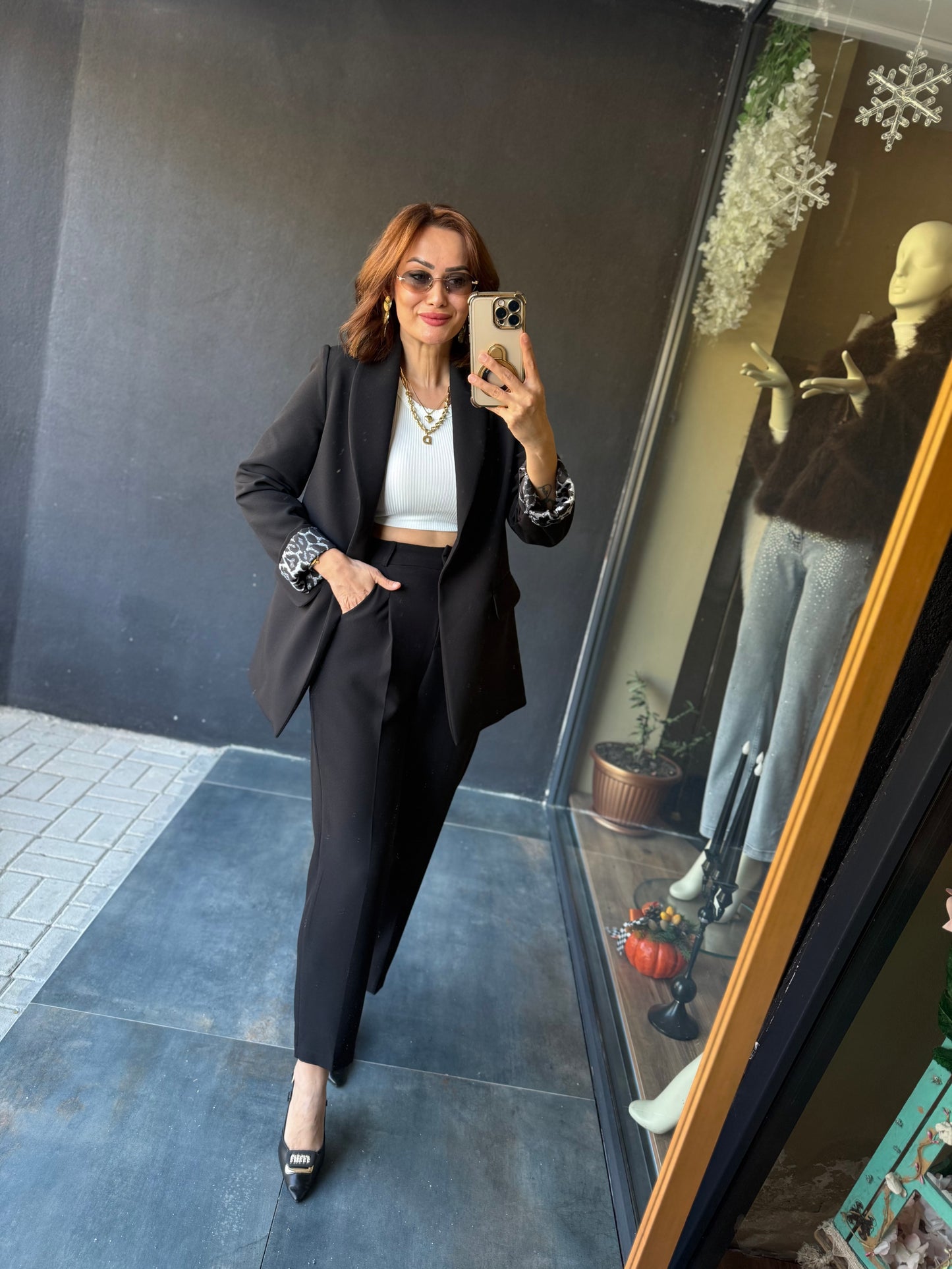 Melanj Siyah Ceket &Pantolon Takım