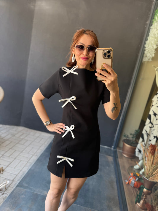 Jou Siyah Fiyonk Elbise