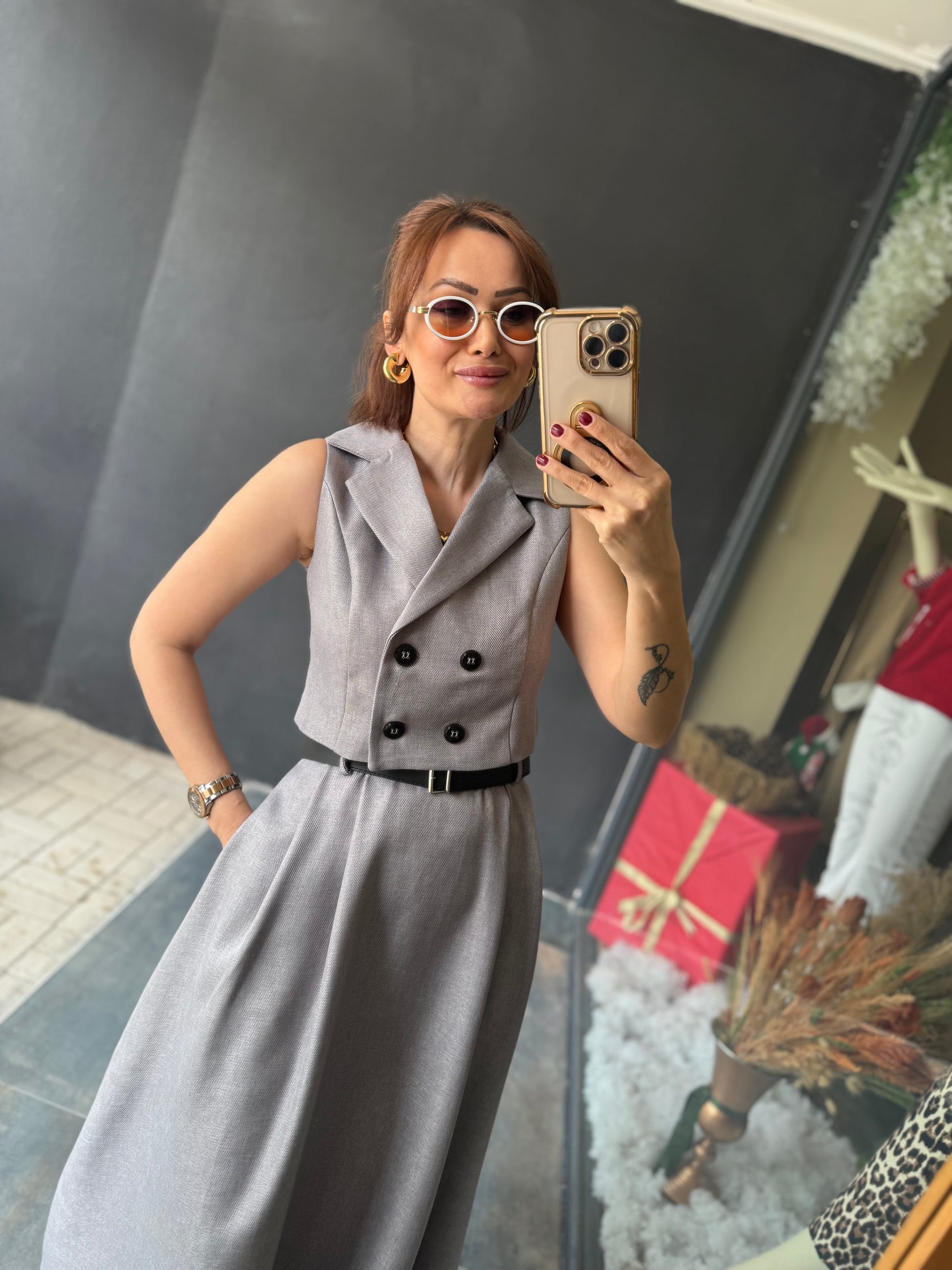 Ritane Gri Yelek & Etek Takım