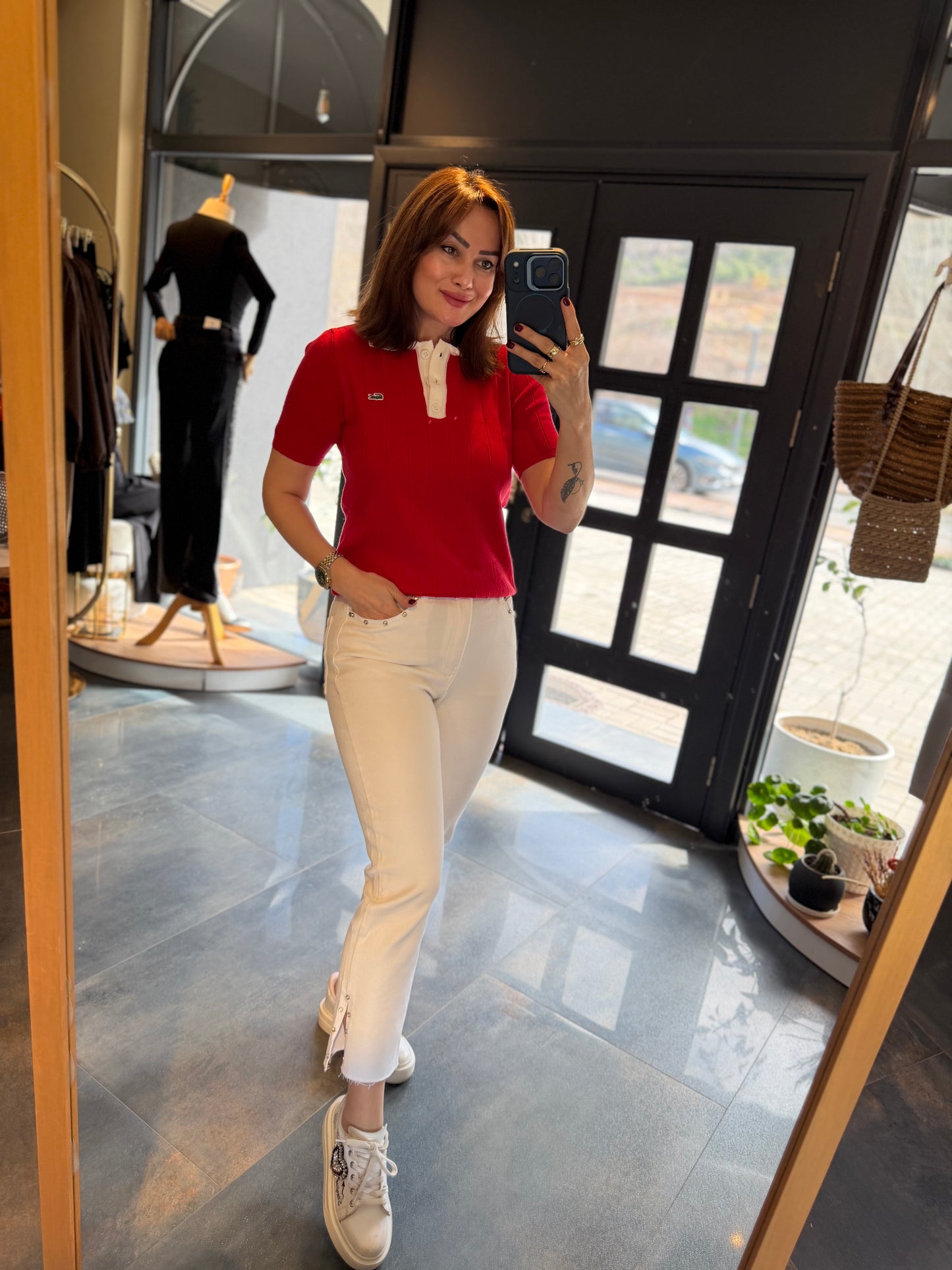 Misse Kırmızı Triko Kısa Kol T-Shirt