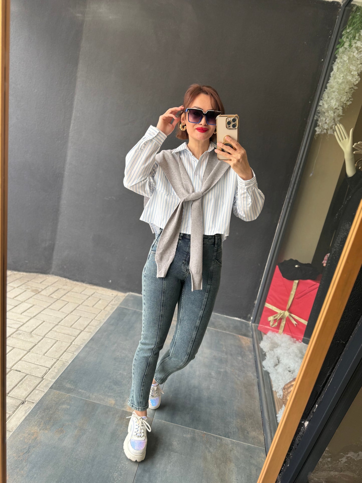 Xlove Oksitli Önden Şeritli Jean