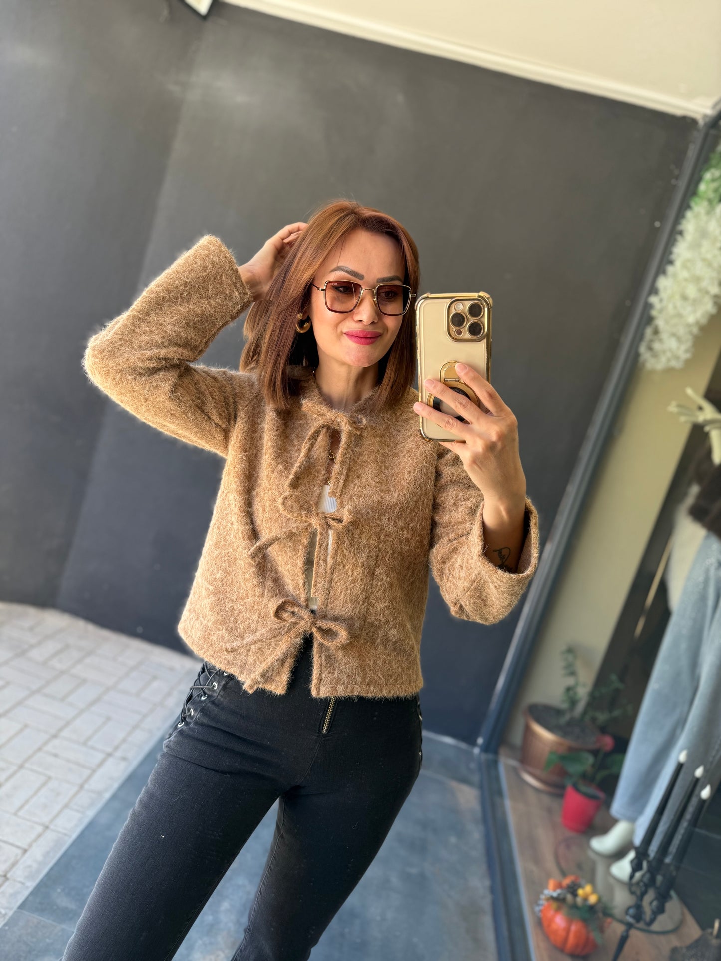 Creyn Kahve Keçe Hırka