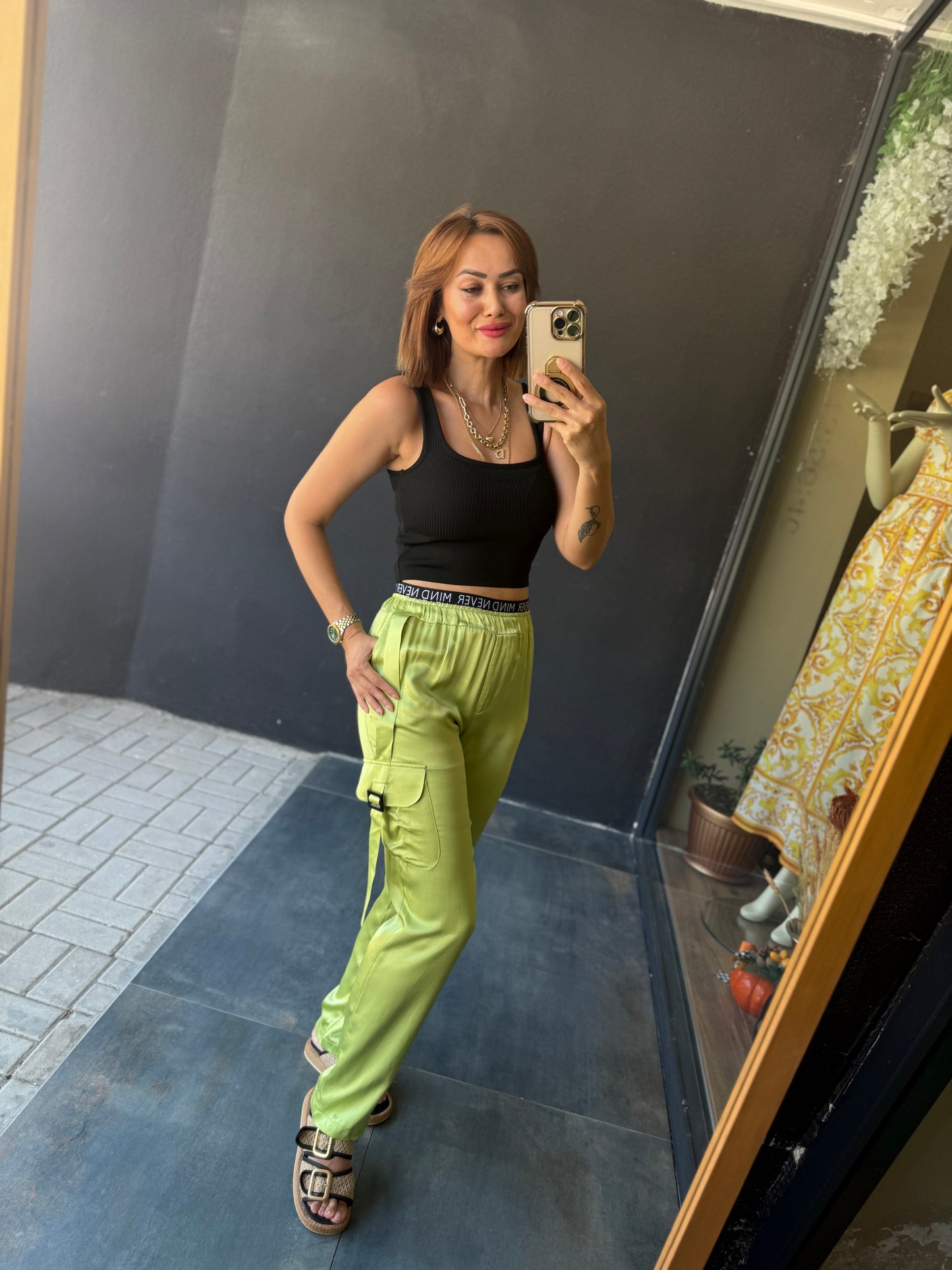 Farmy Yeşil Pantolon & Crop Takım