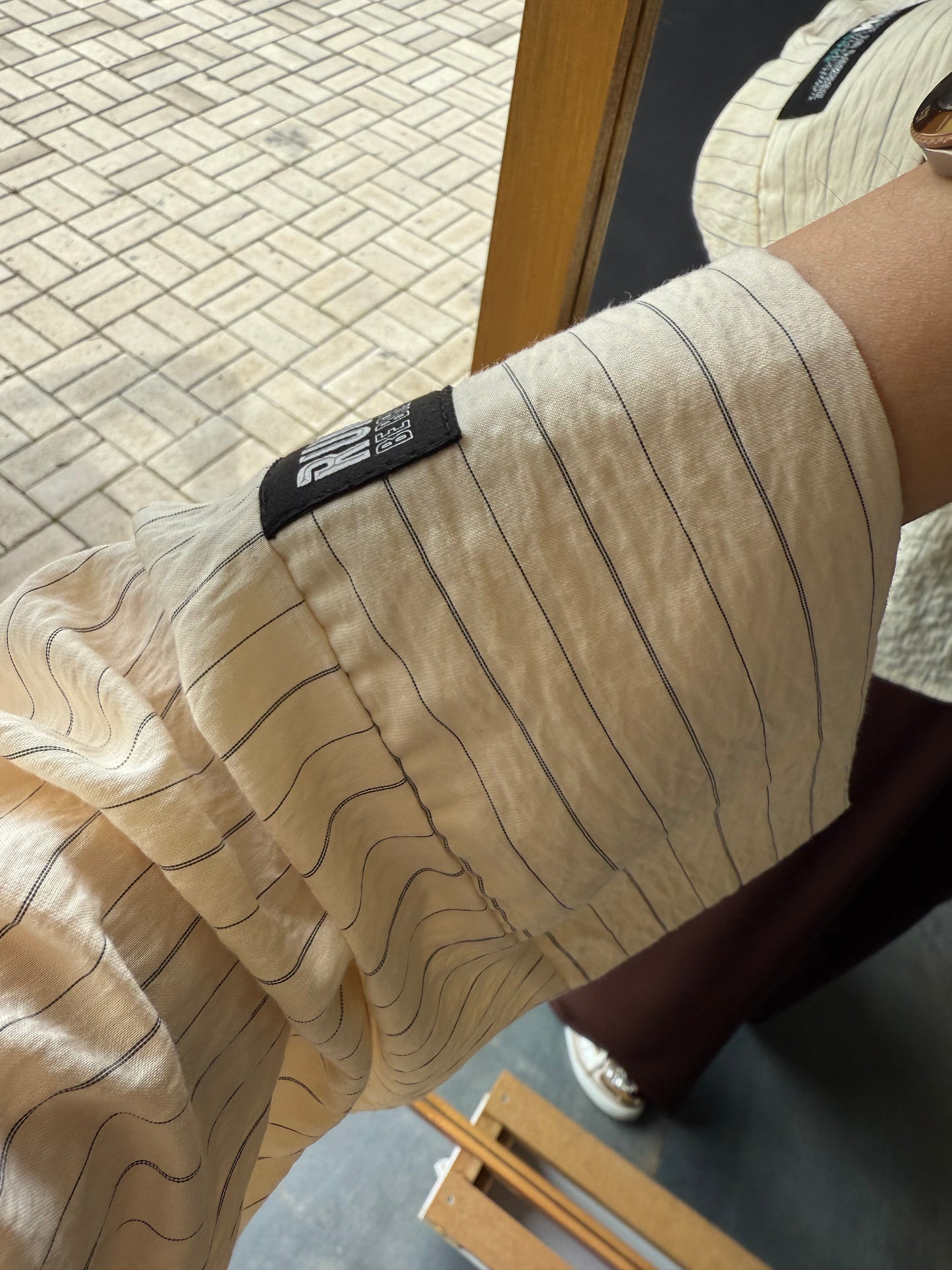 Maxi Ekru Çizgili Gömlek