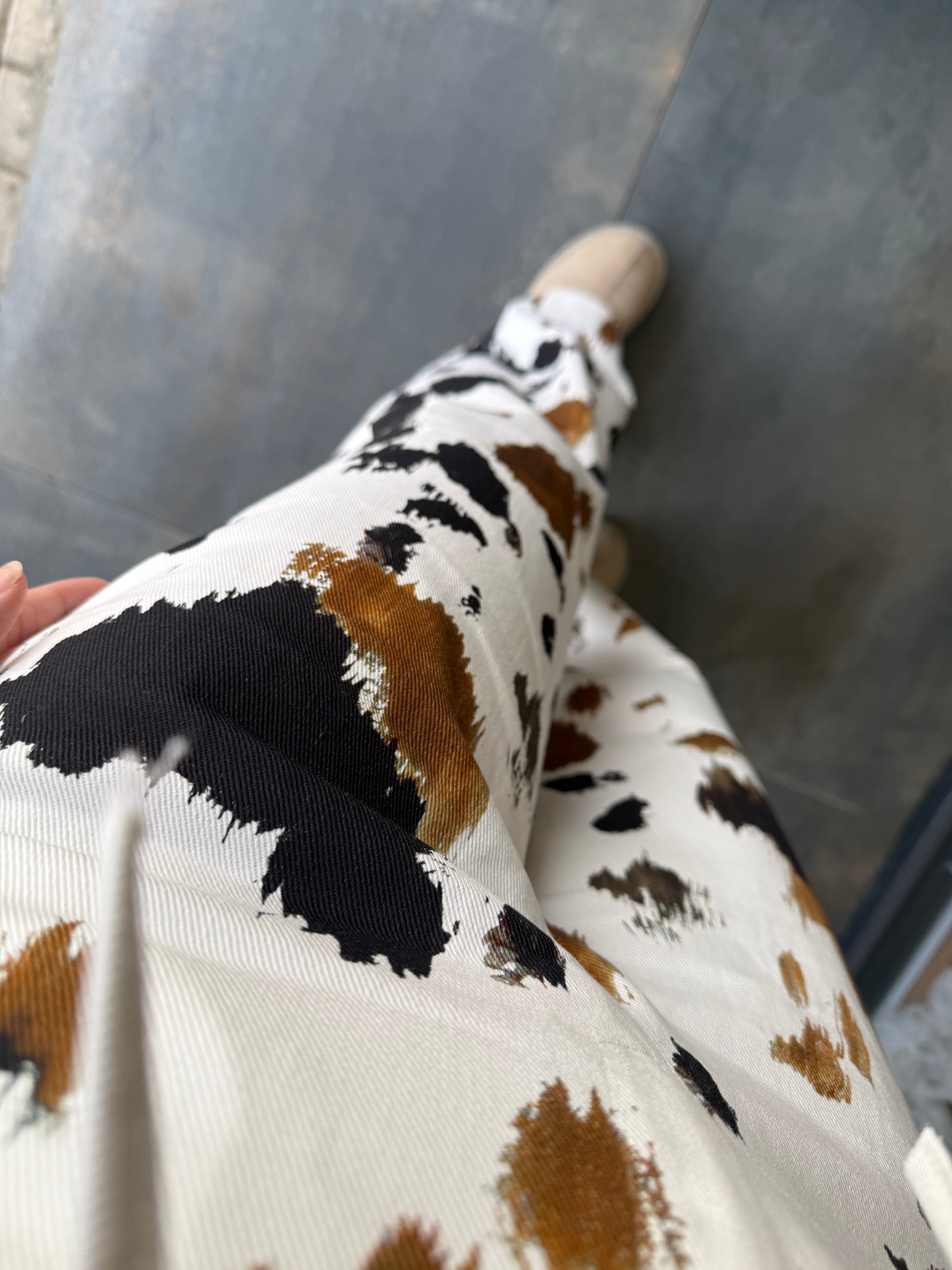 Katy Damalı Jean Keten Pantolon