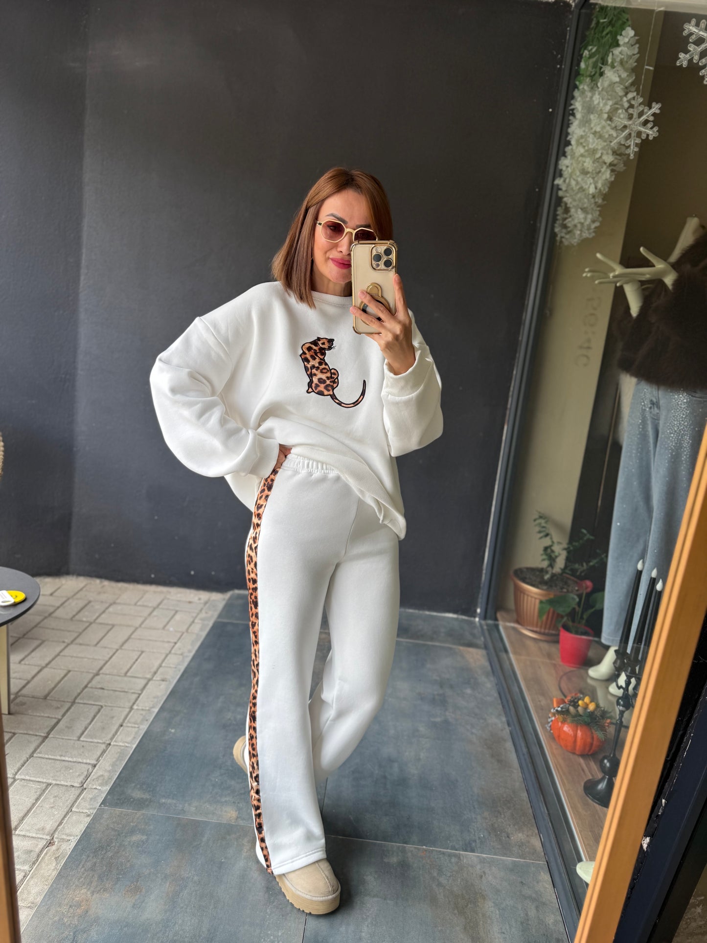 Ladima Beyaz Şardonlu Eşofman Takımı