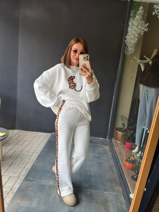 Ladima Beyaz Şardonlu Eşofman Takımı