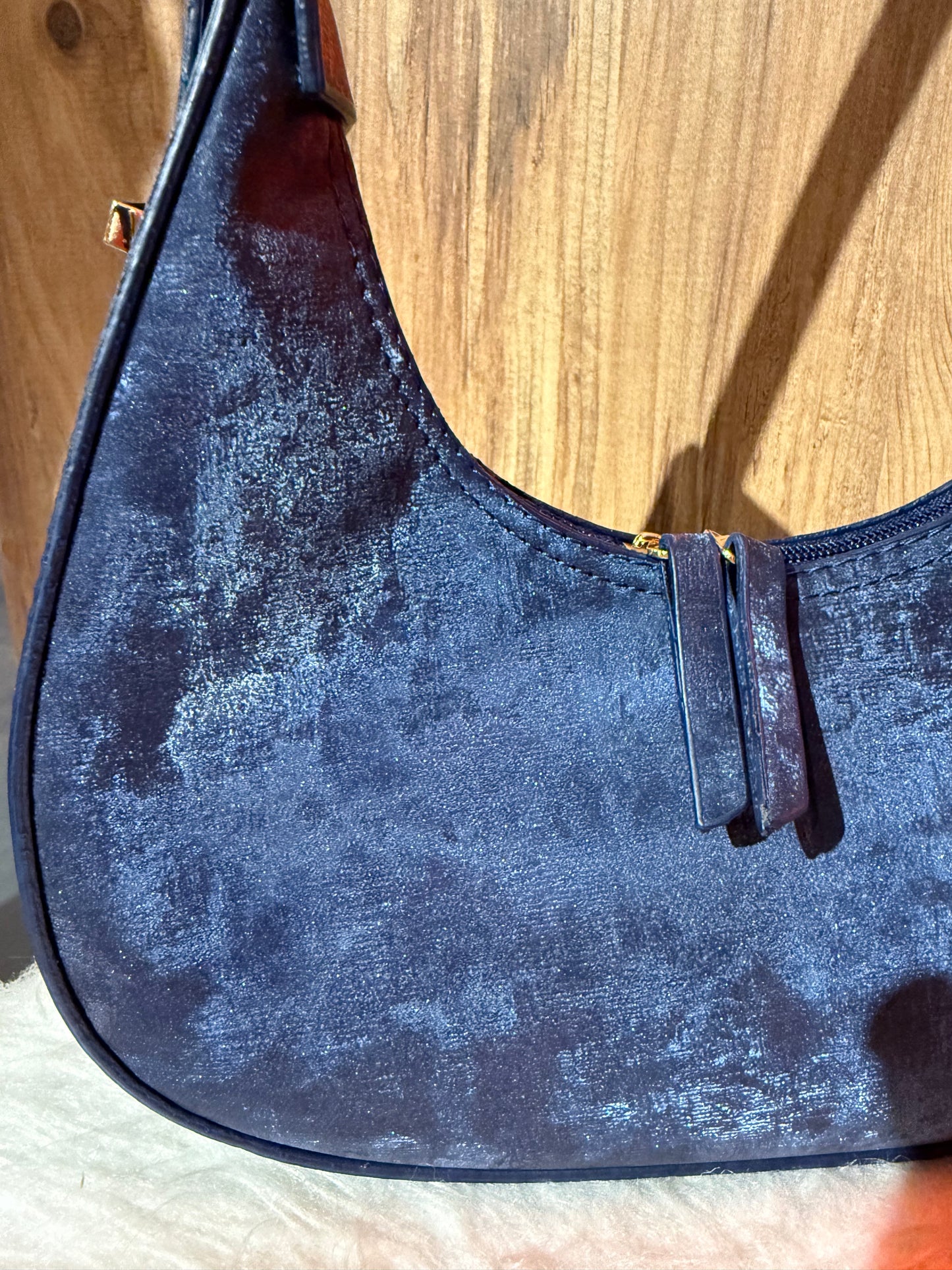 Bagy İndigo Kadife Çanta