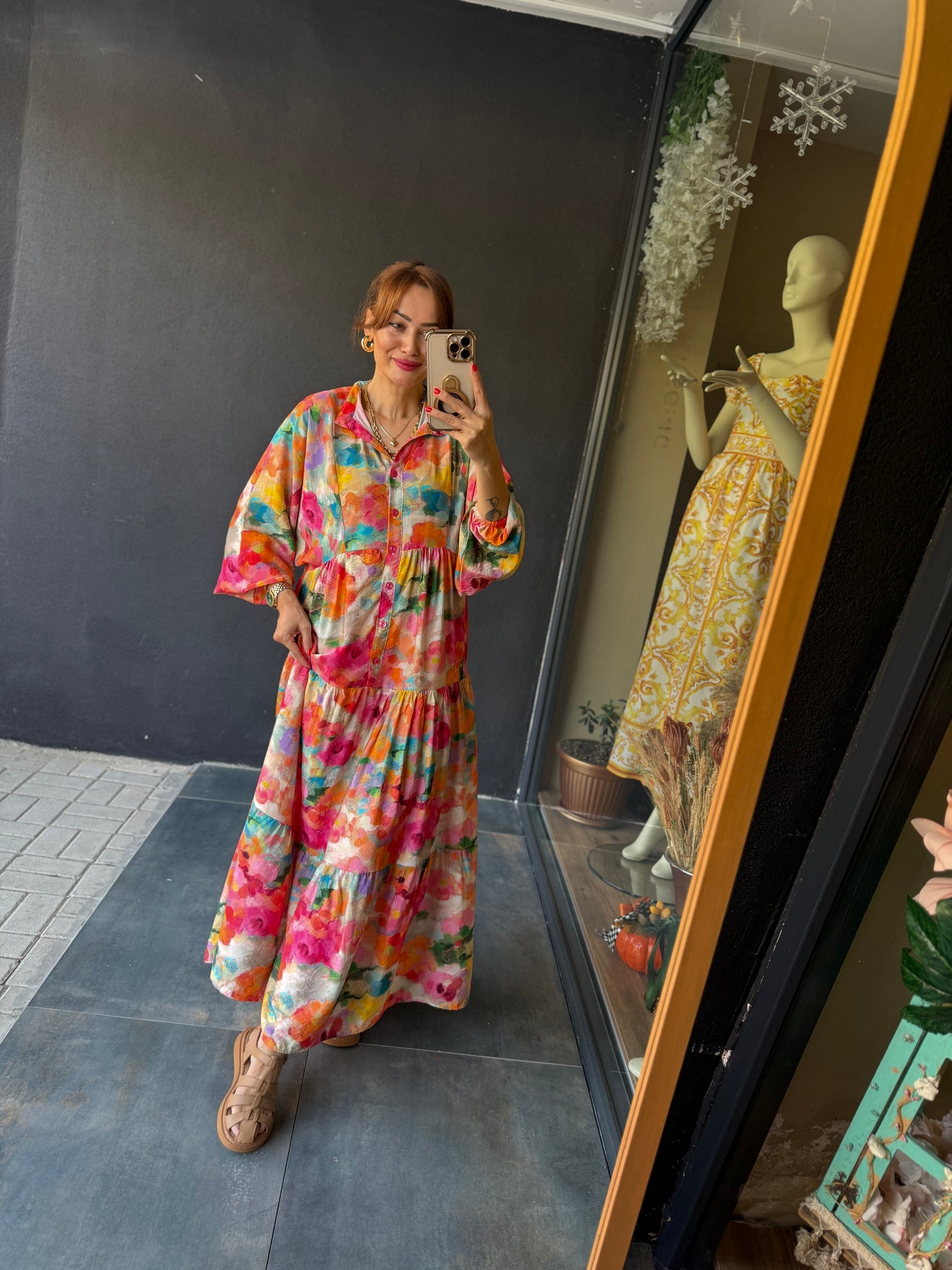 Naryn Renkli Tensel Elbise