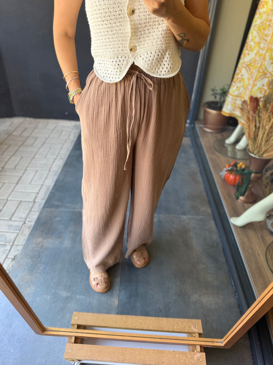 Summer Kahve Müslin Pantolon