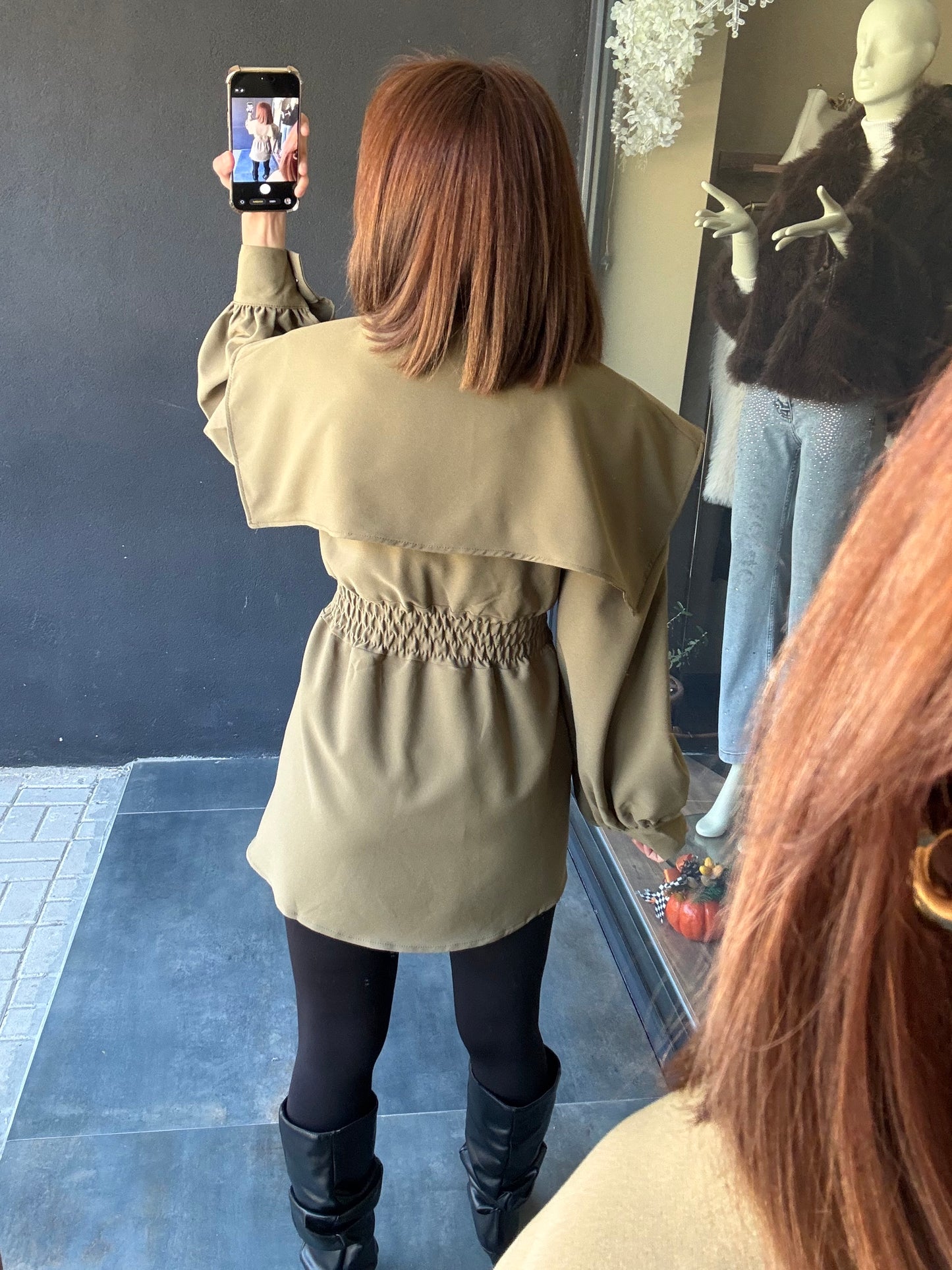 Şamda Haki Şal Yaka Ceket