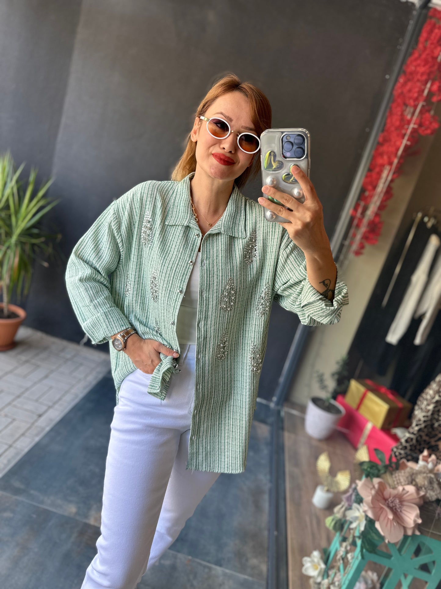 Daniel Yeşil Çizgili Gömlek