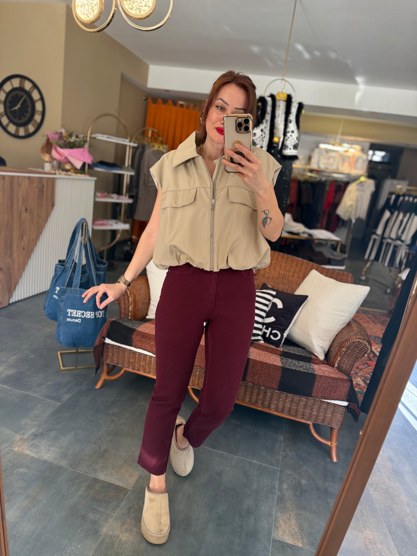 Xlove Bordo Jean Pantolon