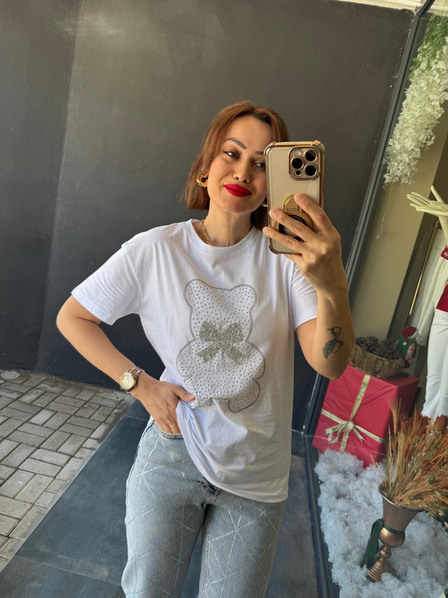 İpeksi Beyaz Ayıcıklı T-Shirt