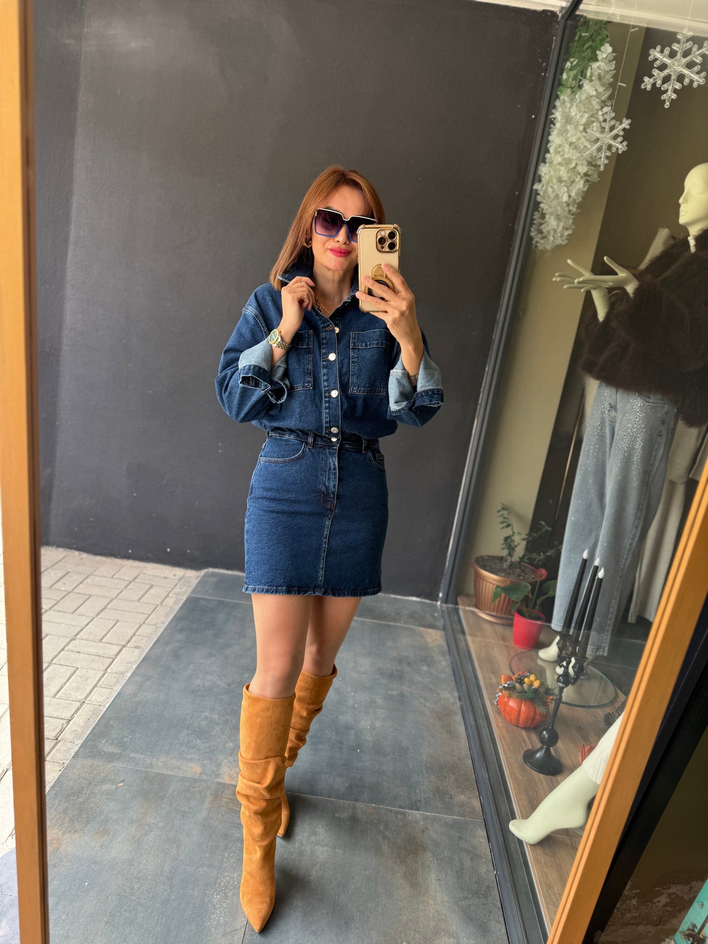 Xlove Mavi Toparlayıcı Kot Elbise