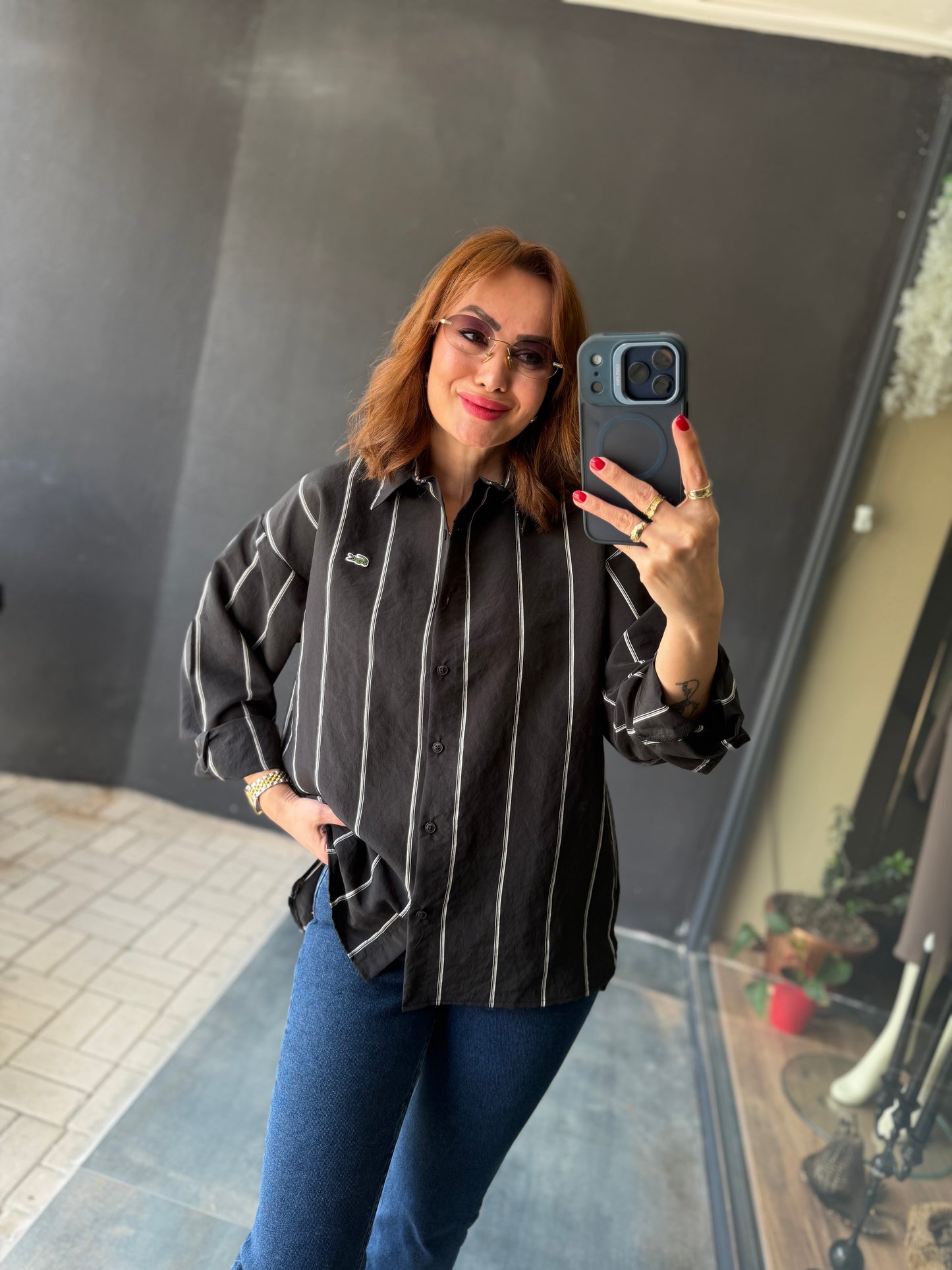 Tiante Siyah Tensel Gömlek