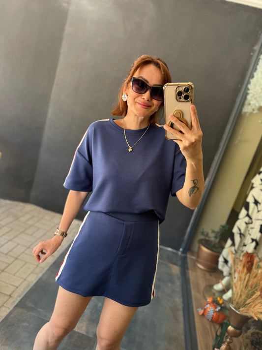 Ophira İndigo Etek&Şort Takım