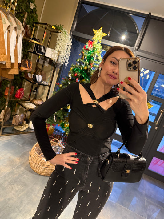 Neşem Kolyeli Kruvaze Bluz