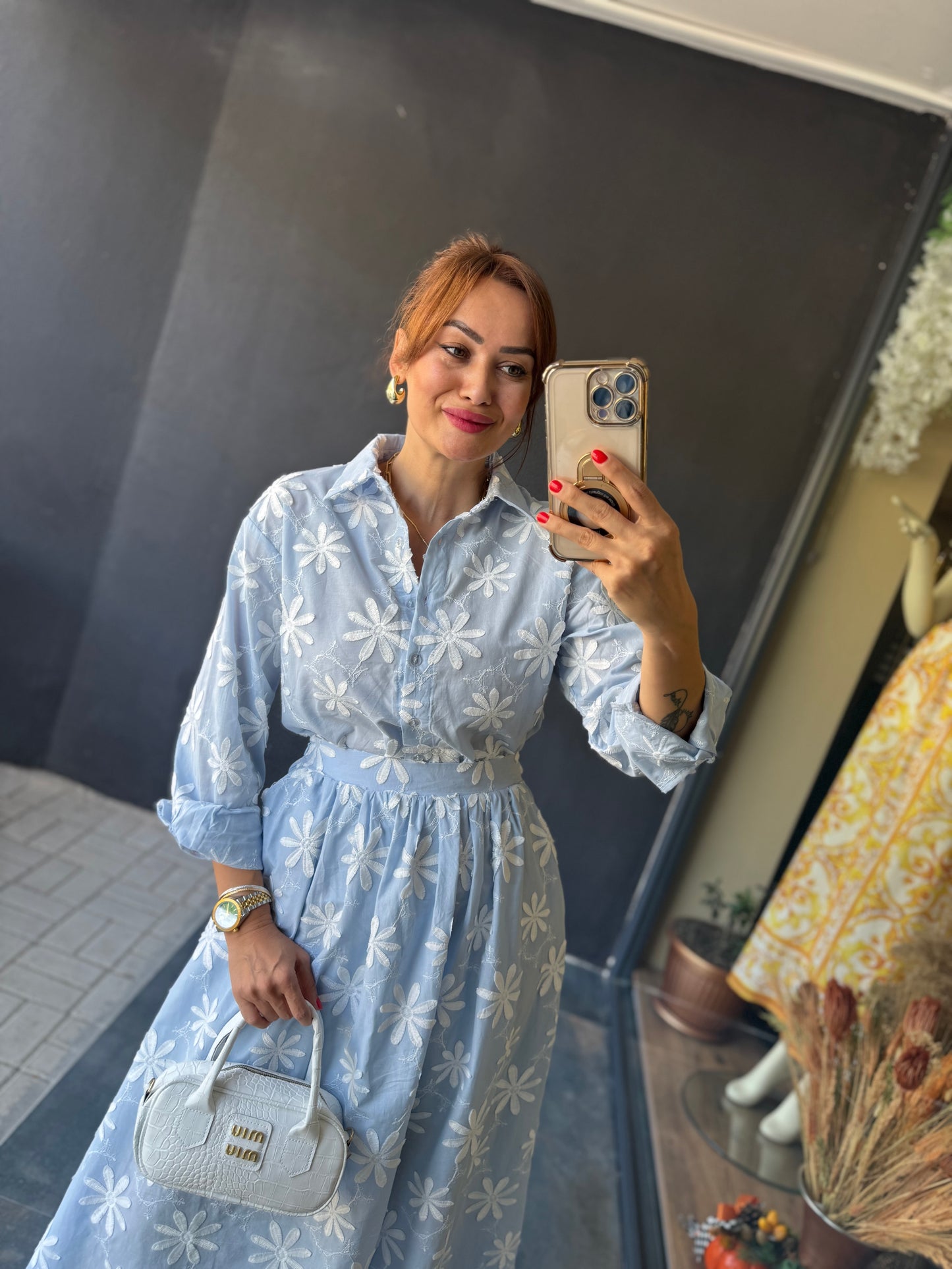 Marina Mavi Etek & Gömlek Takım