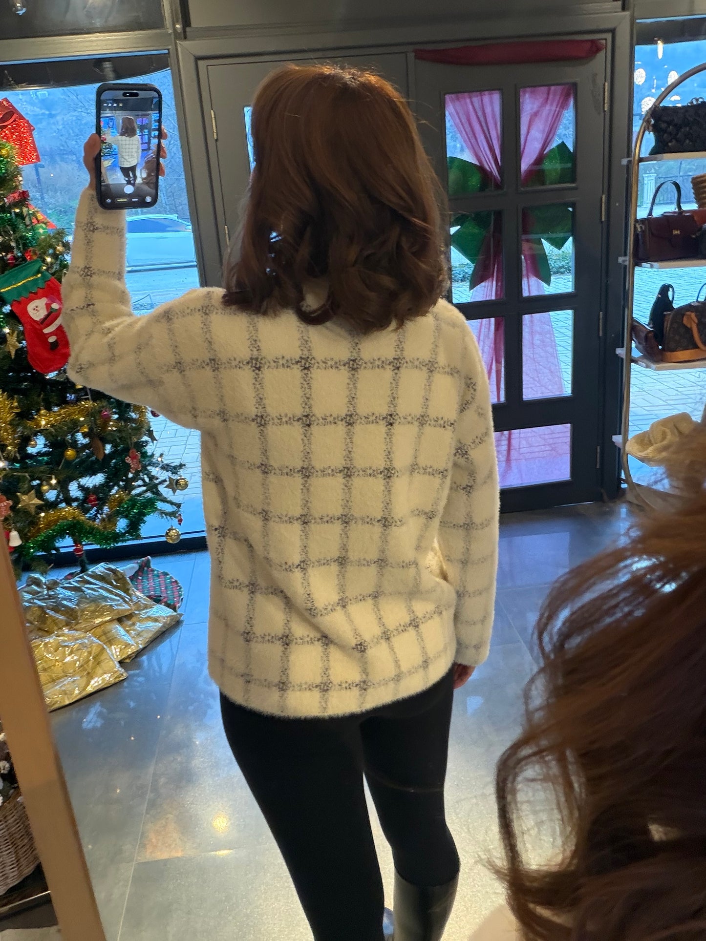 Estas Gri Kareli Kaşmir Hırka