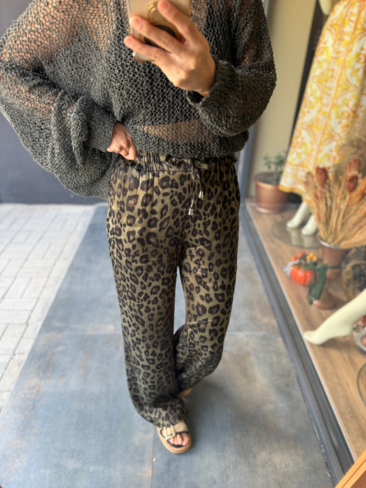 Virna Haki Leopar Pantolon