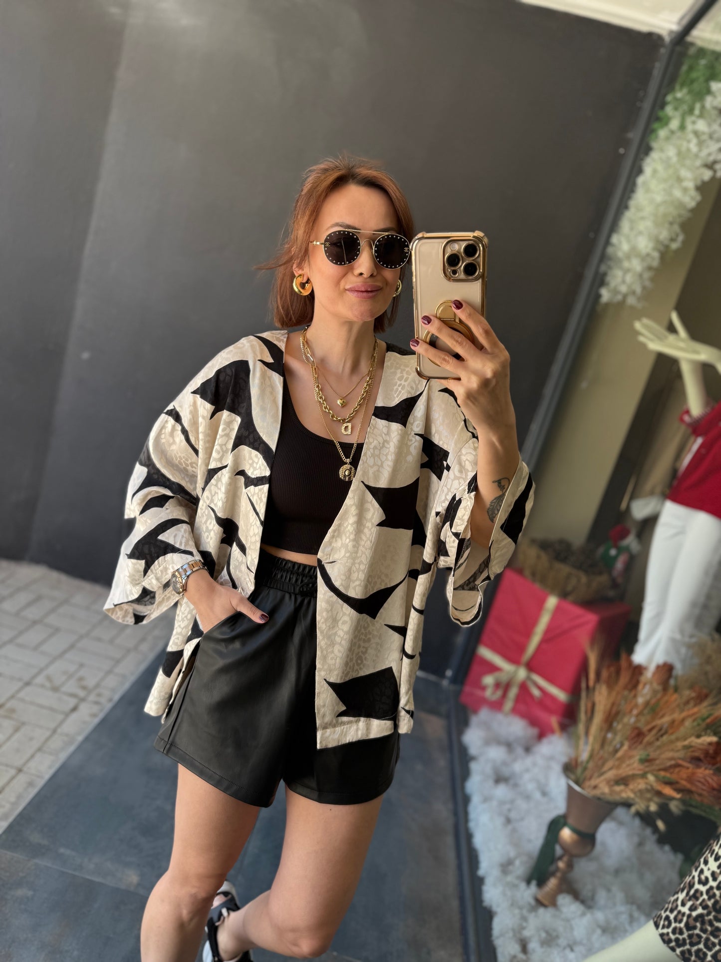 Kotto Siyah Desenli Blazer Ceket