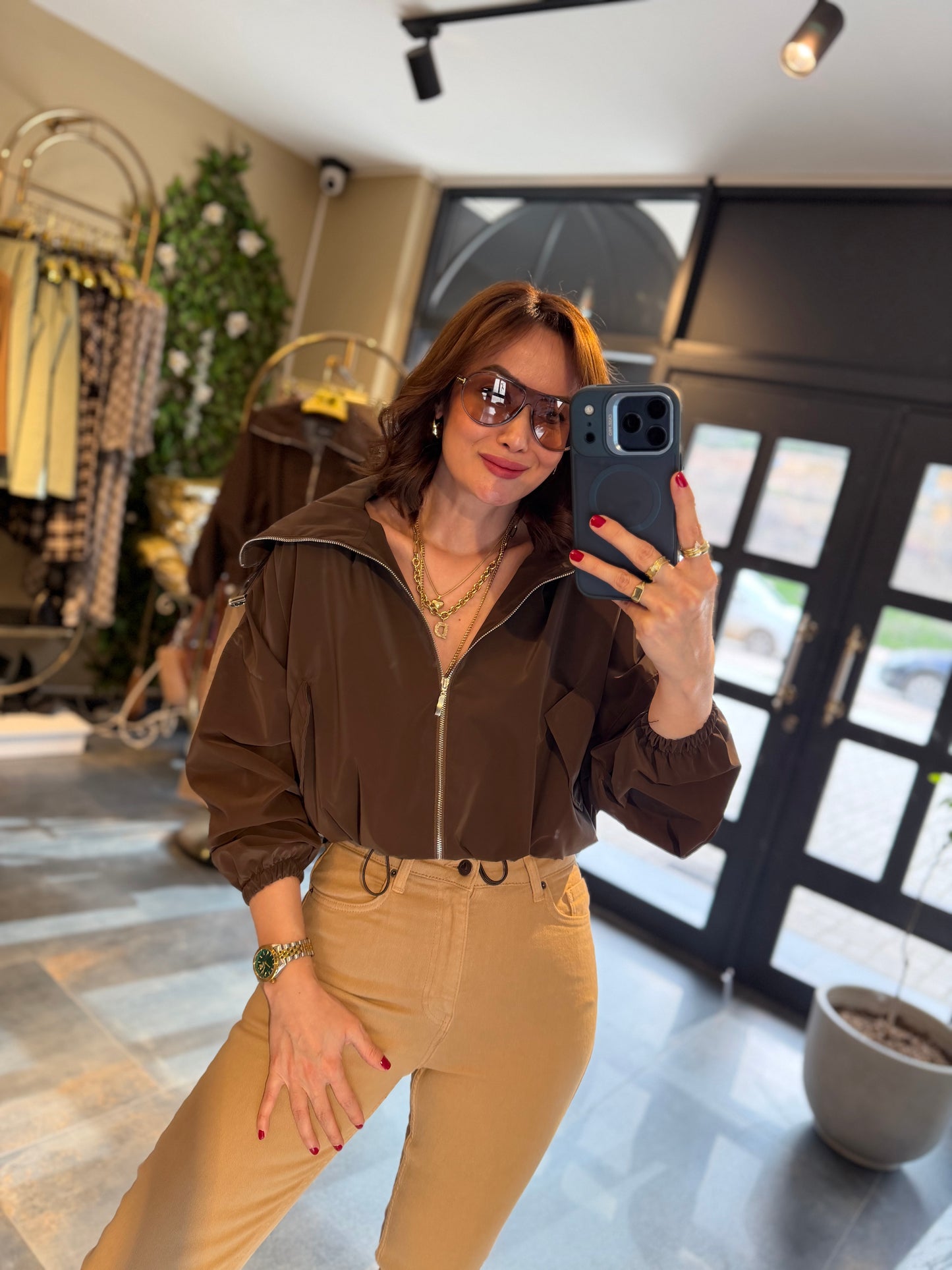 Krista Kahve Büzgülü Ceket