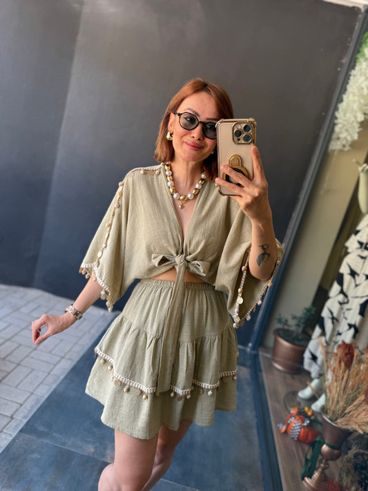 Aspirin Yeşil Müslin Etekli Takım