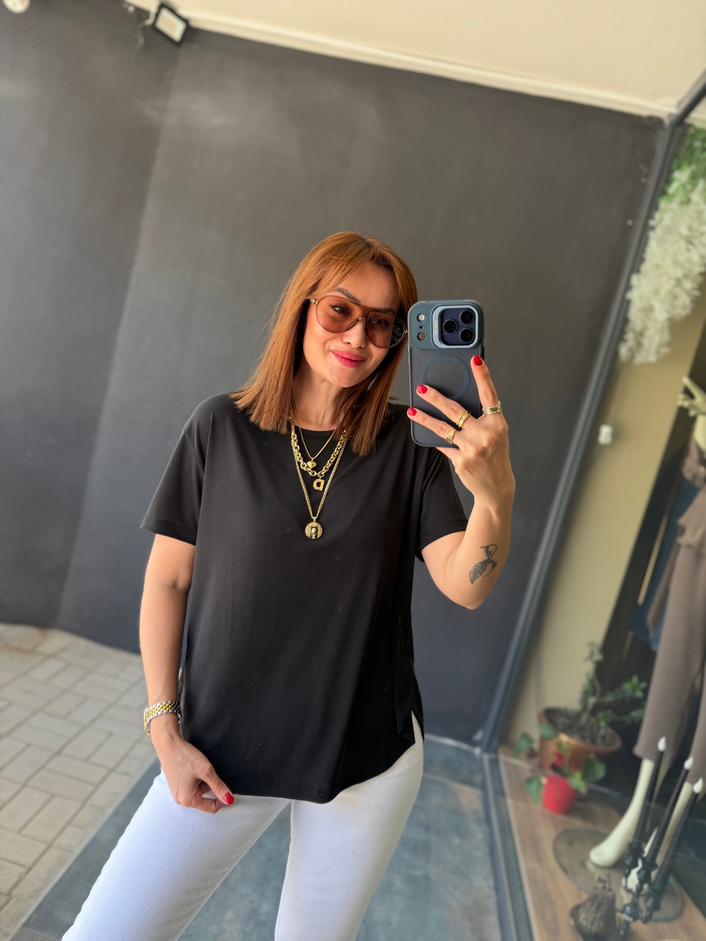 Dark Siyah Modal Basic T-Shirt