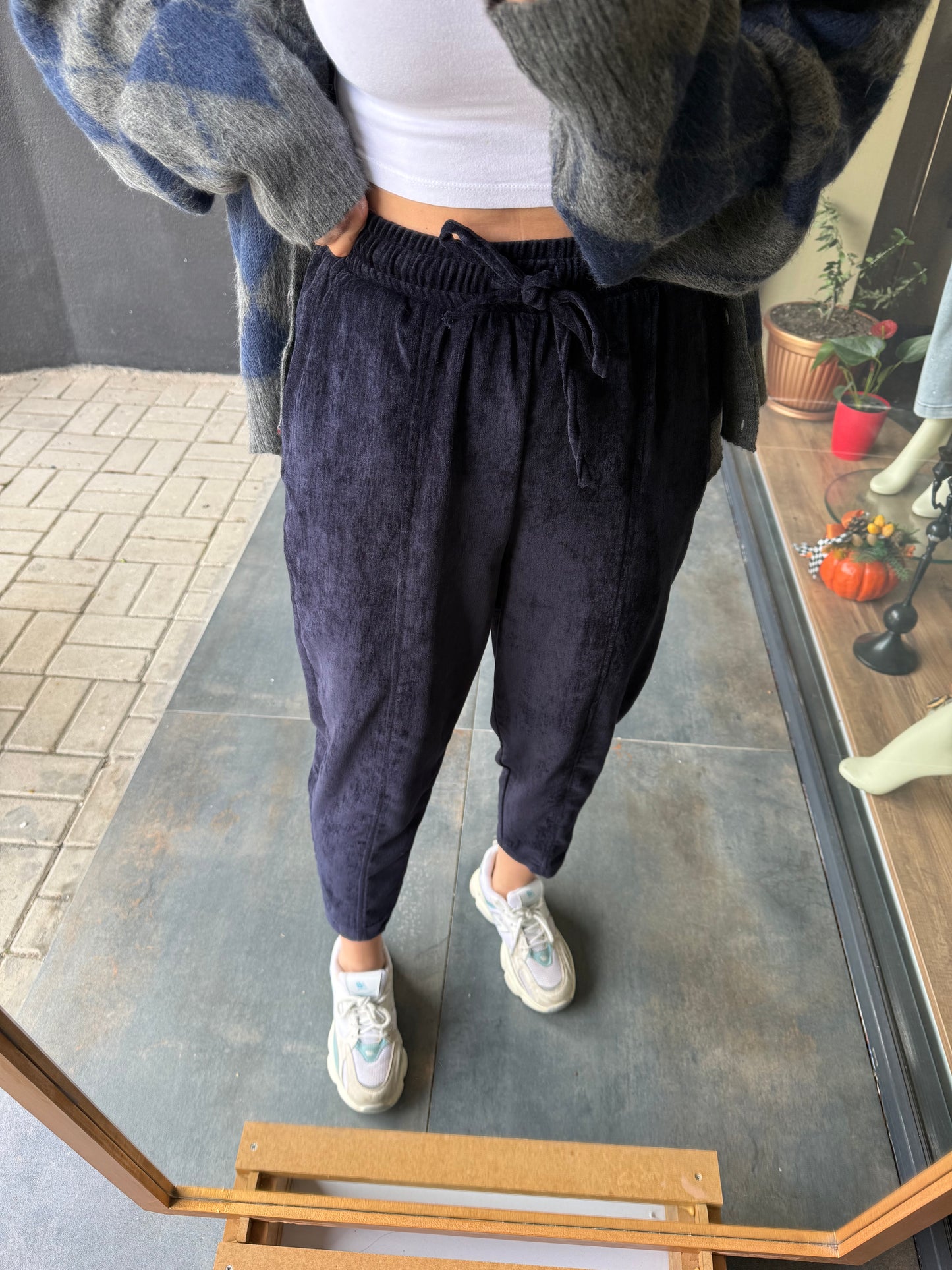 Sory Lacivert Kadife Pantolon