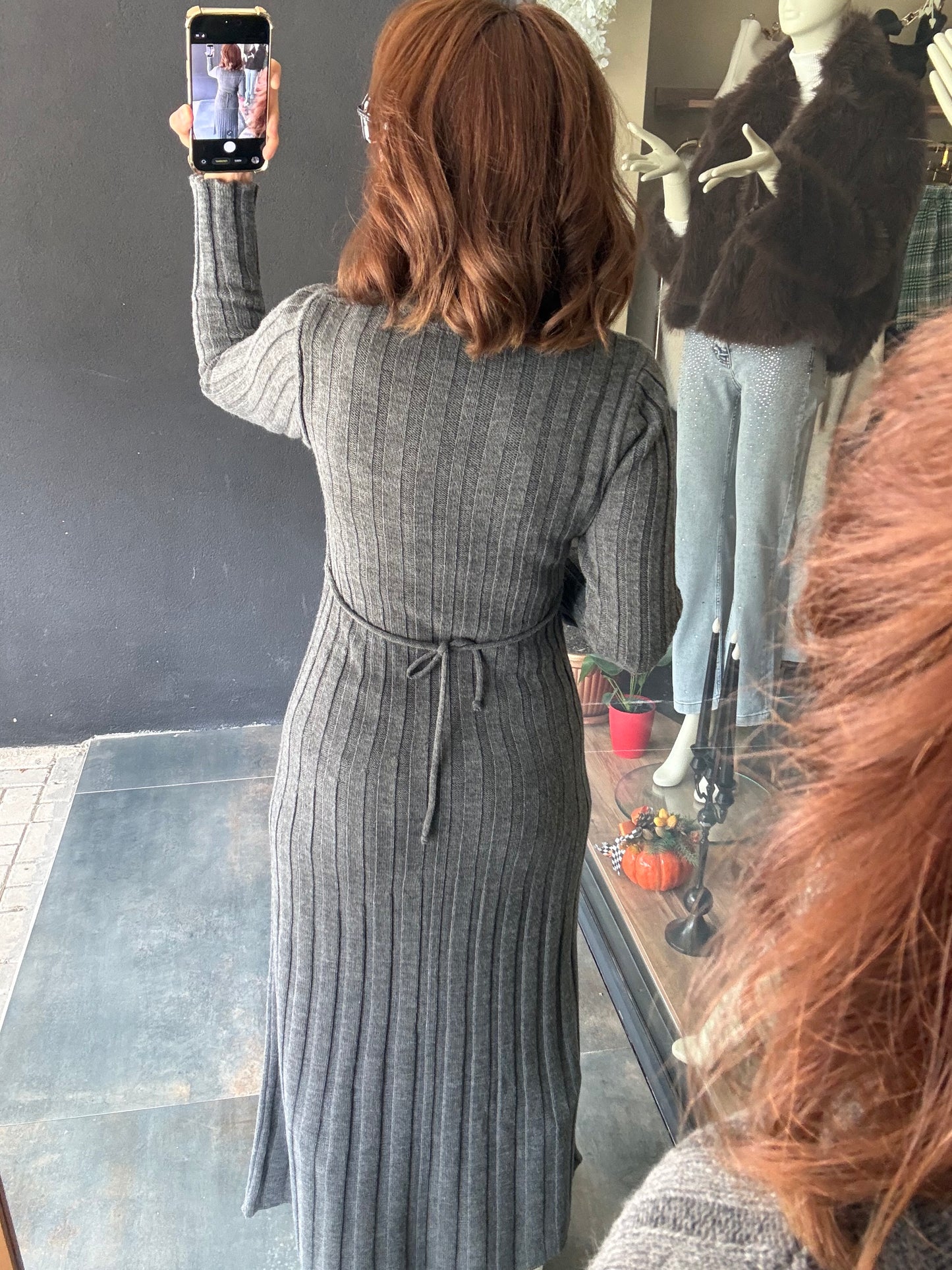 Lufi Maxi Elit Triko Gri Elbise