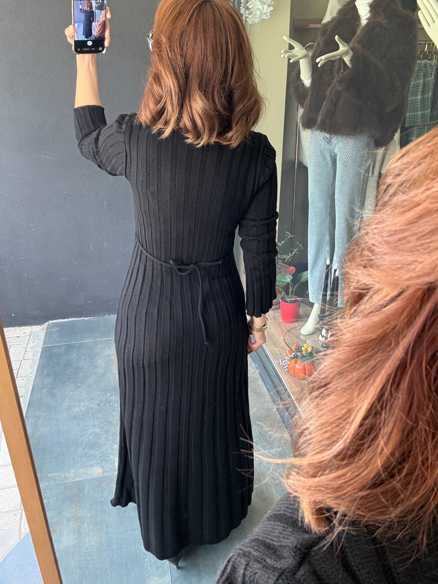 Lufi Maxi Siyah Elit Triko Elbise