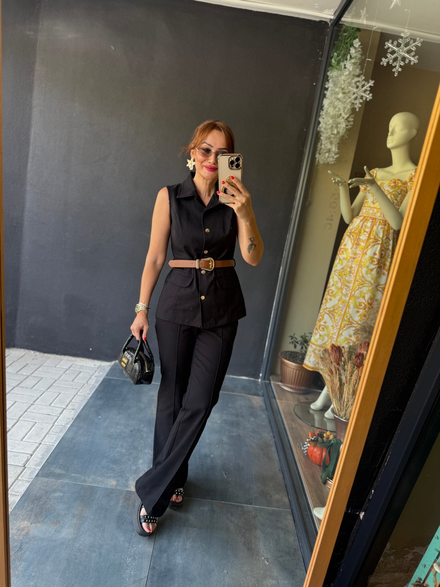 Hıty Siyah Jean Yelekli Takım